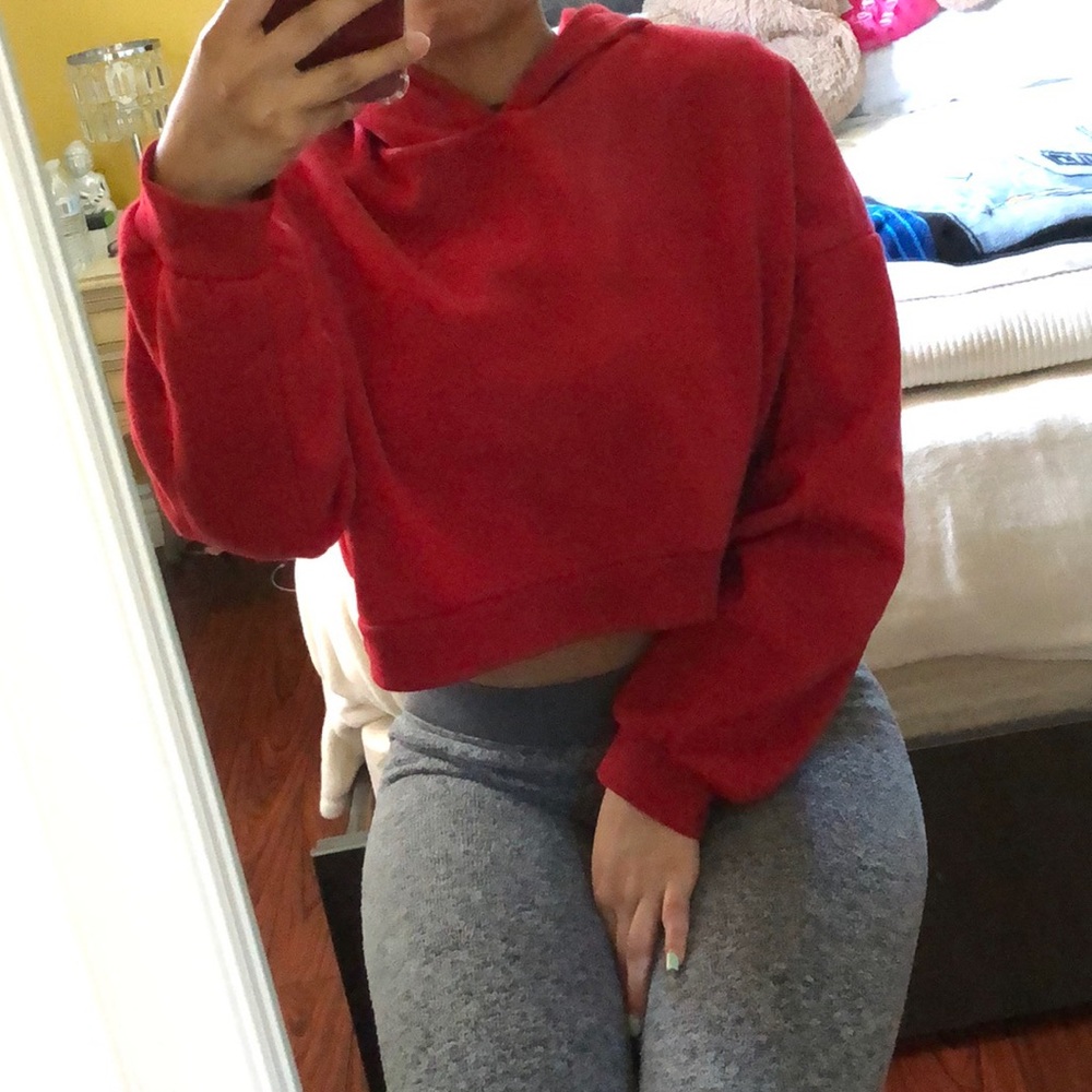 Red crop top hoodie